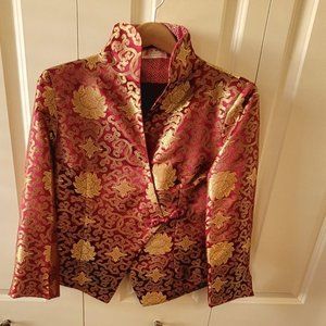 Red and Gold Silk Brocade Jacket.  Size L.  NWOT.